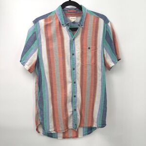 Eight Bells Button Down Shirt Mens M Cotton Striped Surf Boho Preppy Festival